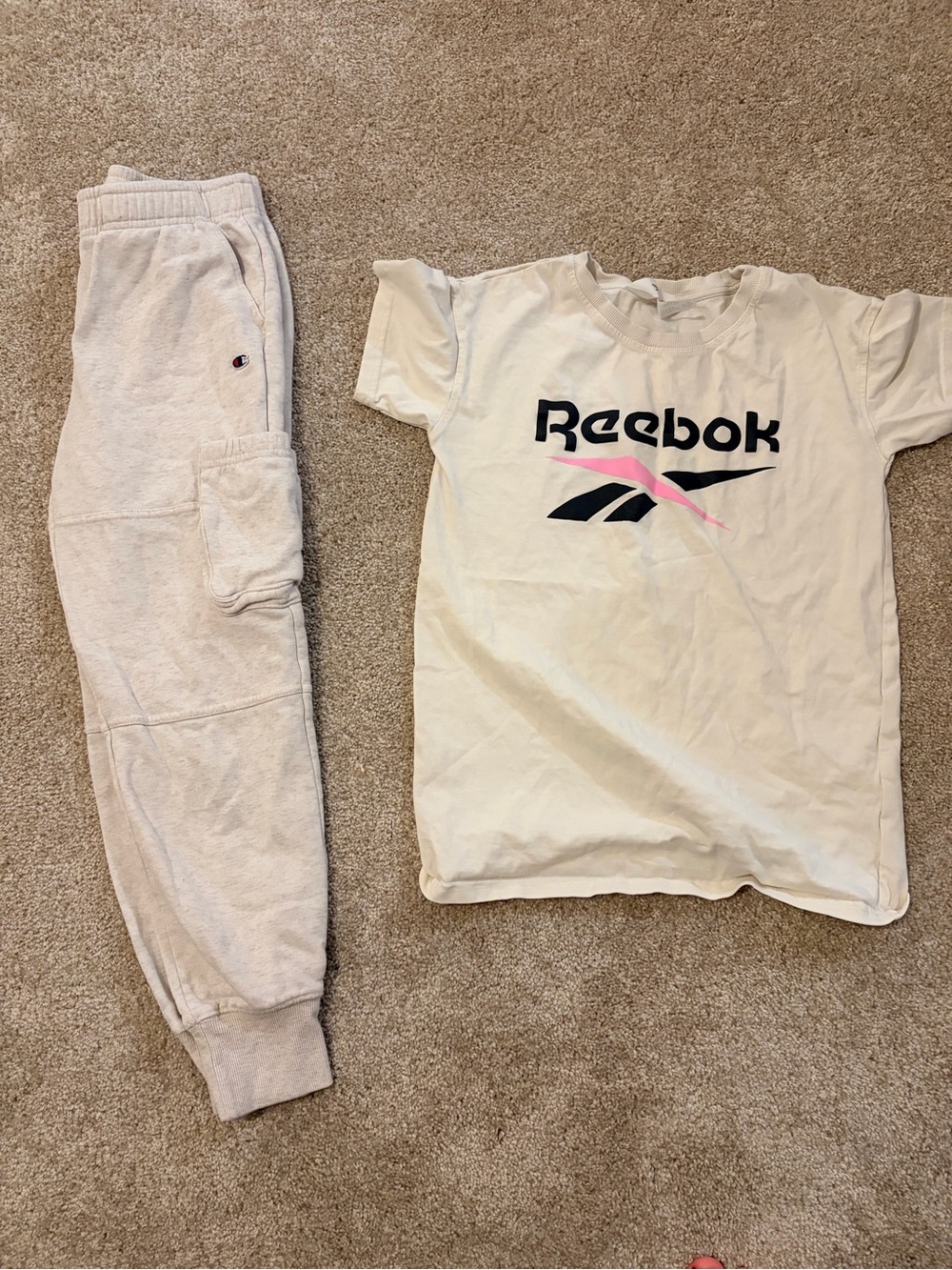 Reebok Kids White Tee with Pink and Black Logo